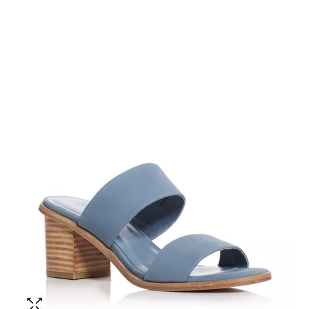 Joie Blue Double Strap Mules with Wooden Heel